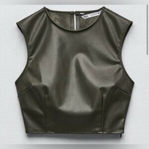 Zara leather cropped top size XS